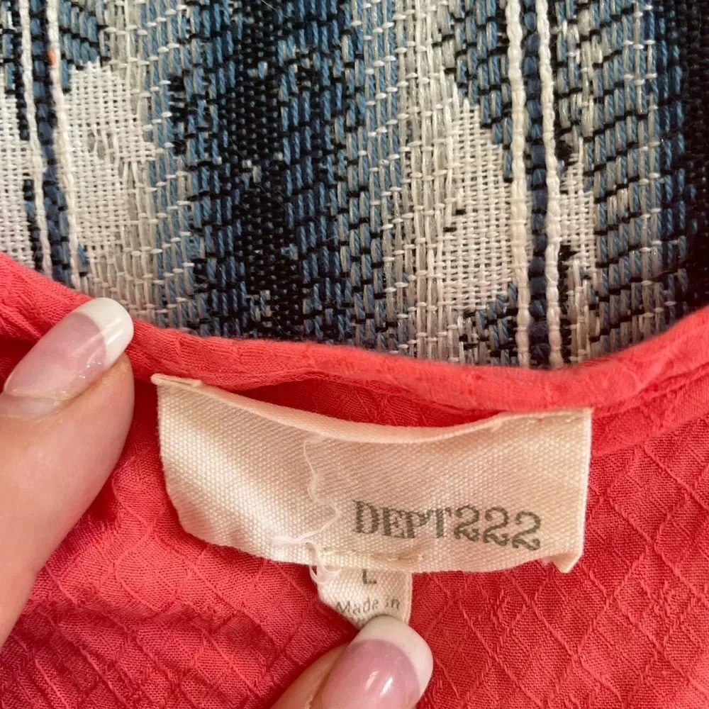 DEPT 222 coral Sleeveless summer top size L - Picture 4 of 4